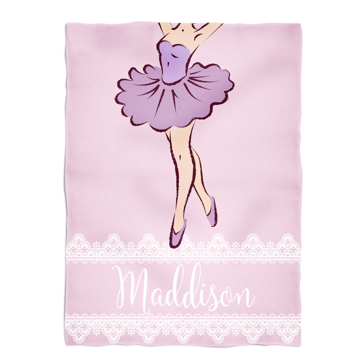 Ballerina  Personalized Name Light Pink Plush Minky Throw 38 x 47