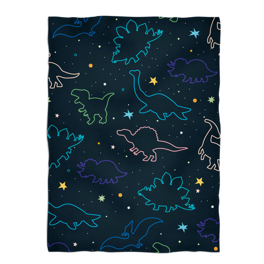 Dinosaurs Print Navy Plush Minky Throw 38 x 47