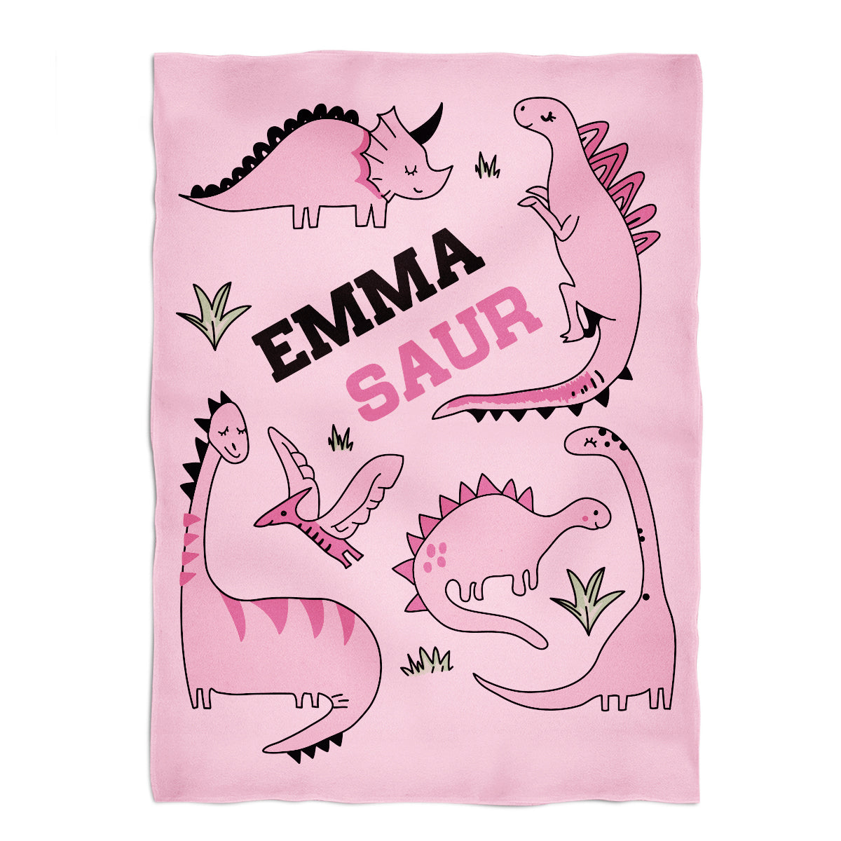 Dinosaurs Name Pink Plusk Minky Throw 40 x 58