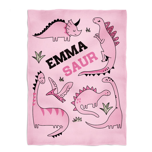 Dinosaurs Name Pink Plusk Minky Throw 40 x 58