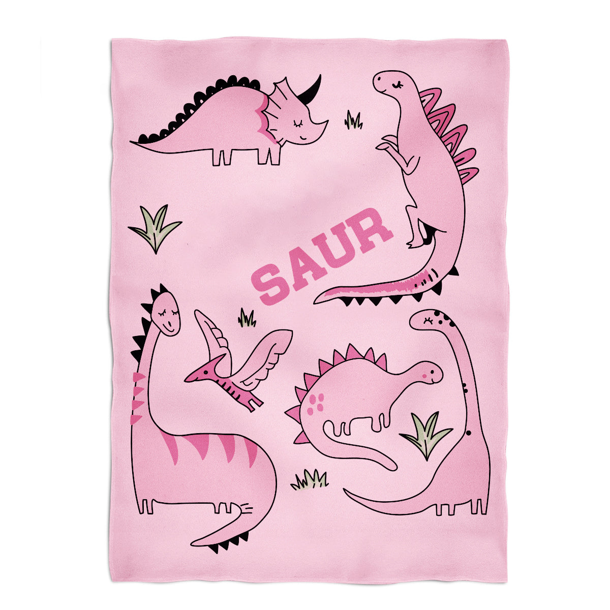 Dinosaurs Name Pink Plusk Minky Throw 40 x 58 - Wimziy&Co.