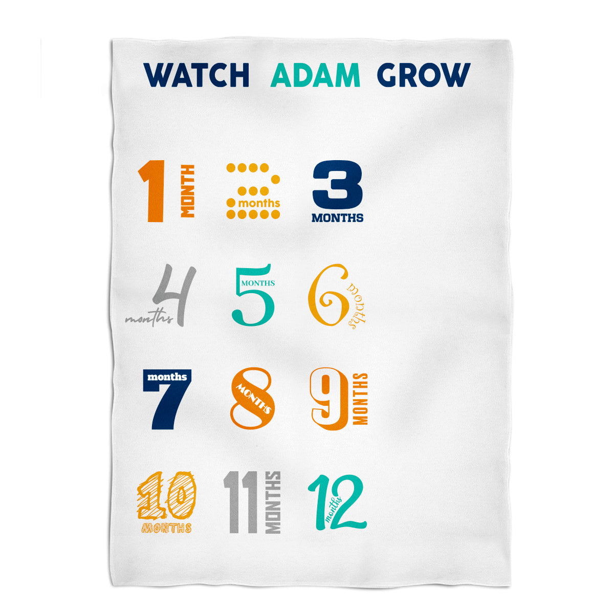 Personalized Name White Plush Minky Throw 38 x 47