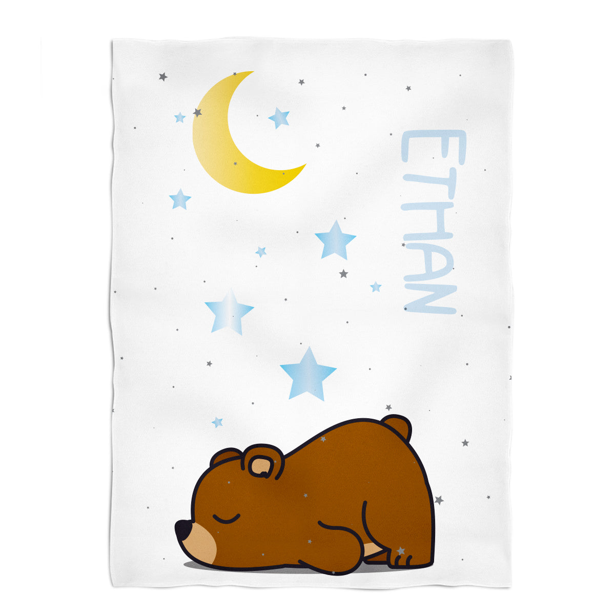 Sleeping Teddy Personalized Name White Plush Minky Throw 38 x 47