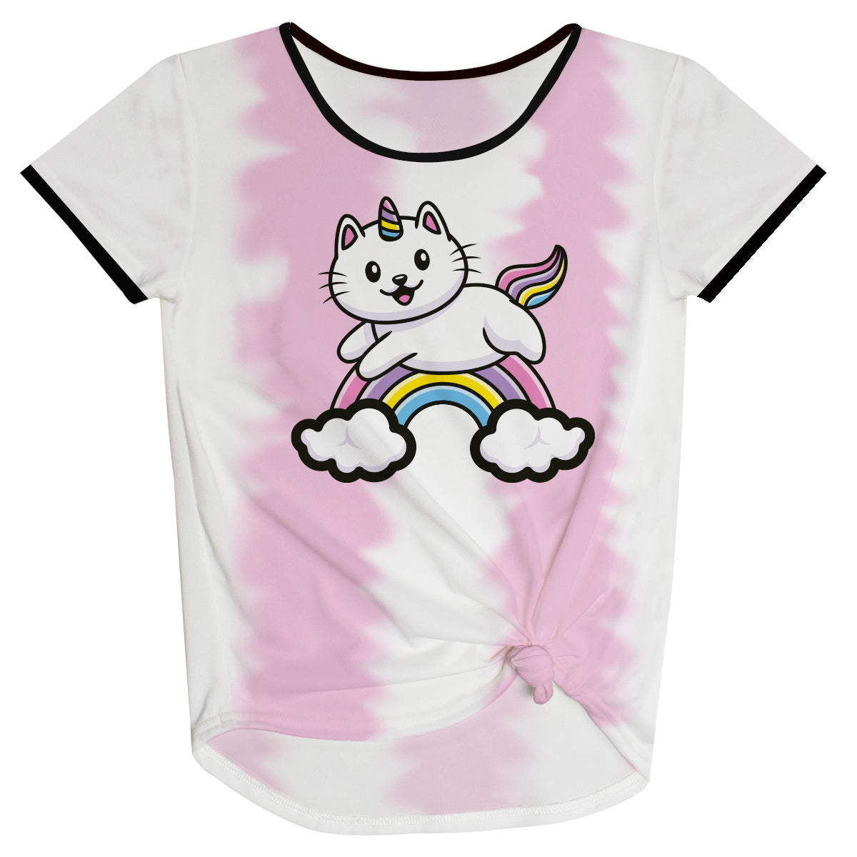 Catcorn White and Pink Knot Top