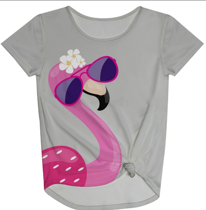 Flamingo Name Gray Knot Top - Wimziy&Co.