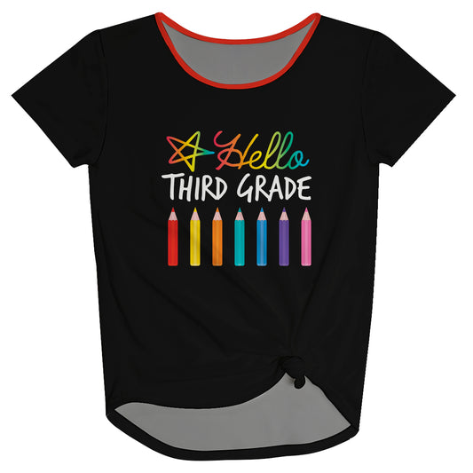 Hello Personalized Your Grade Black Knot Top