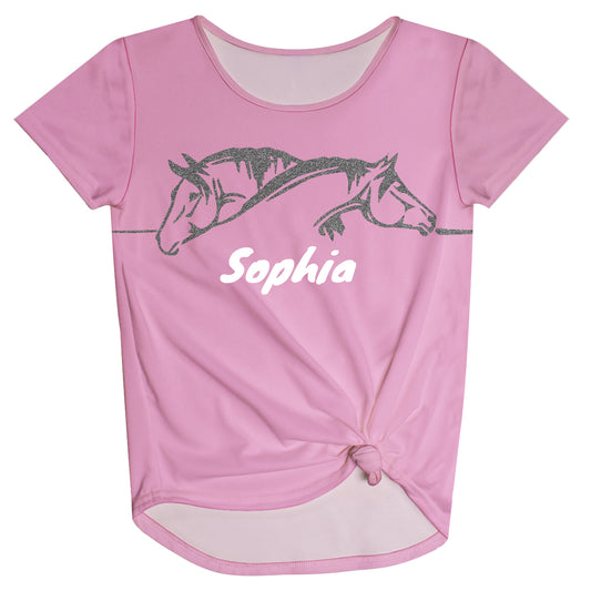 Horses Personalized Name Pink Knot Top - Wimziy&Co.