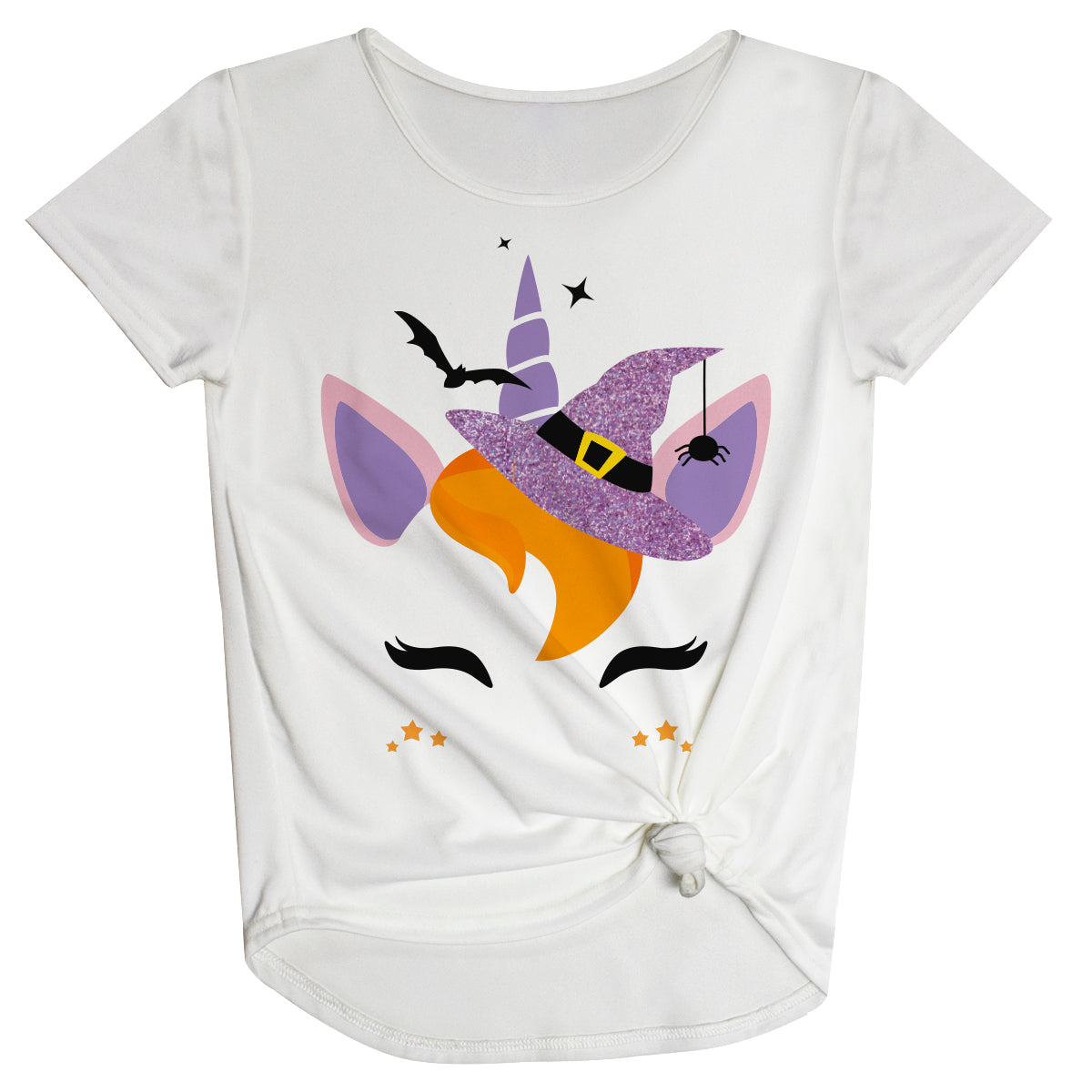 Halloween Unicorn White Knot Top