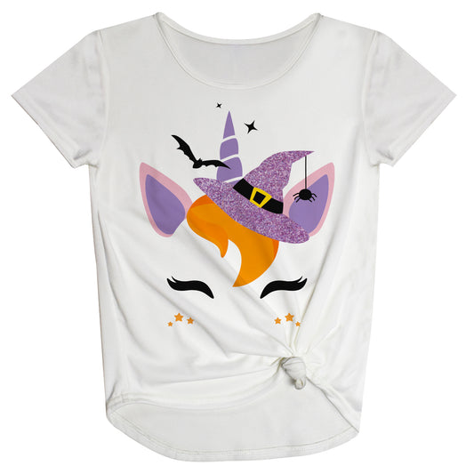 Halloween Unicorn White Knot Top