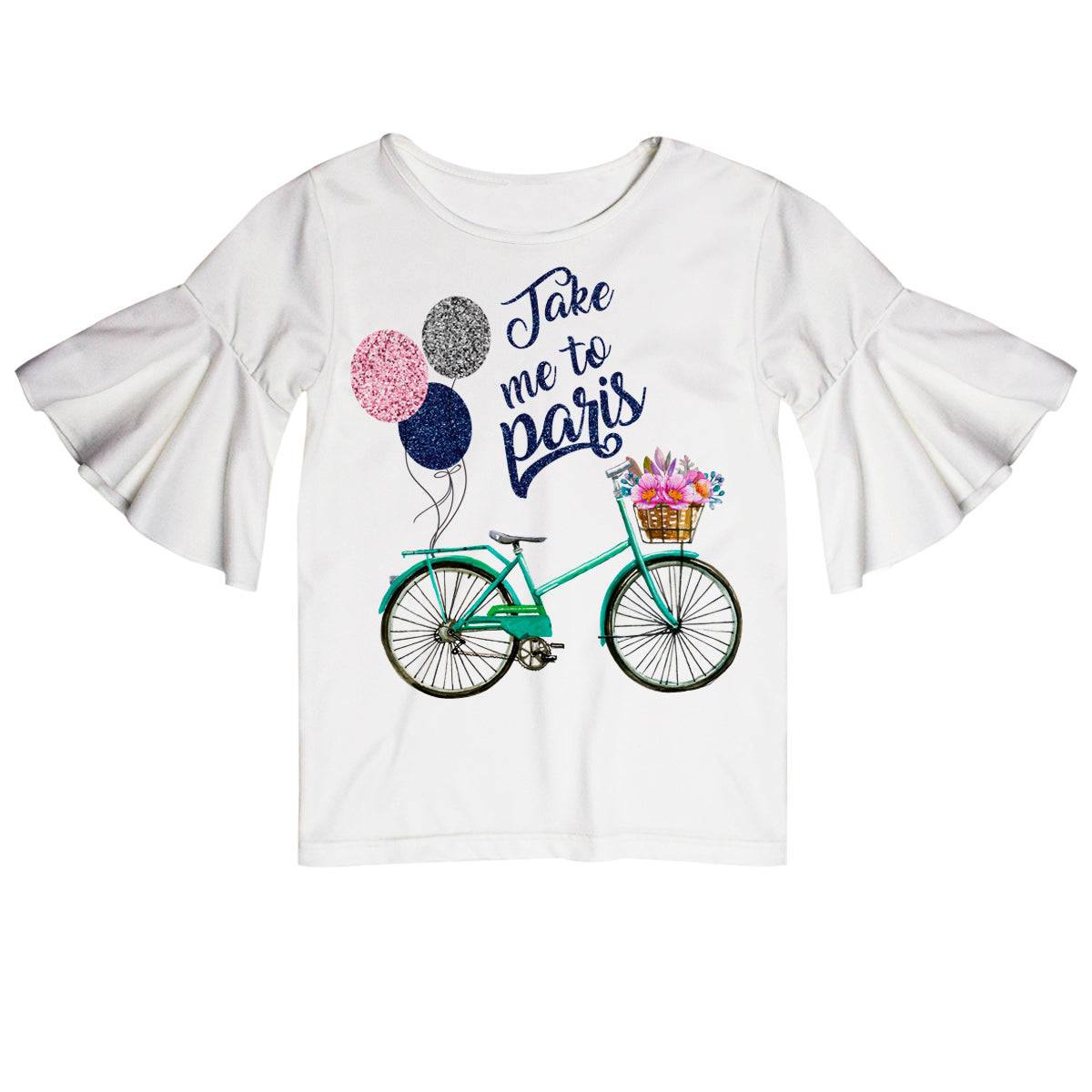 Take Me To Paris White Short Sleeve Ruffle Top