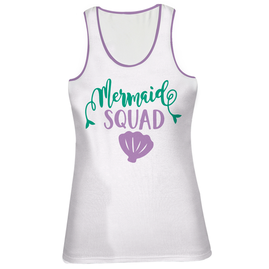 Mermaid Squad White and Purple Tank Top