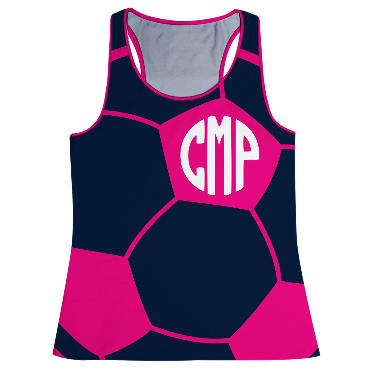 Soccer Monogram Navy and Pink Tank Top - Wimziy&Co.