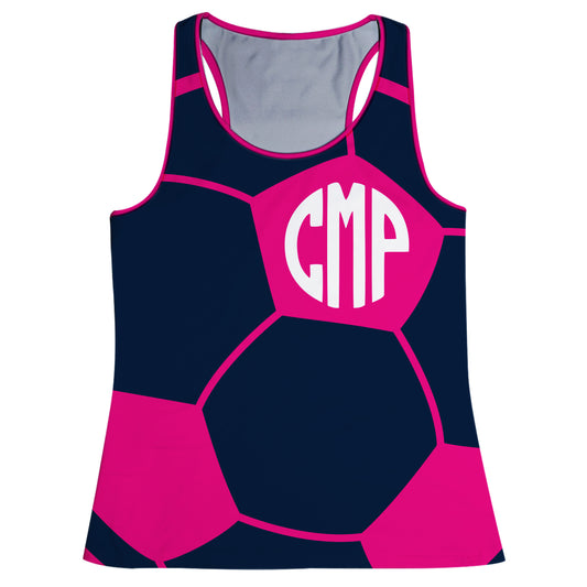 Soccer Monogram Navy and Pink Tank Top - Wimziy&Co.
