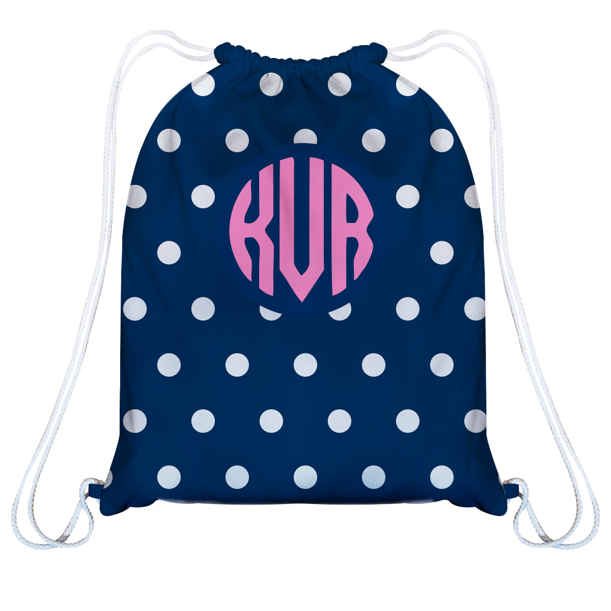 Dots Print Personalized Monogram Navy Bag 14 x 19
