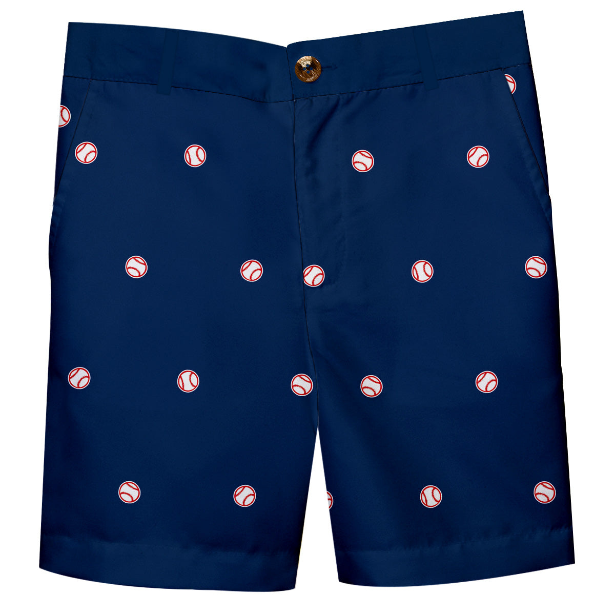 Baseball Print Navy Structured Short