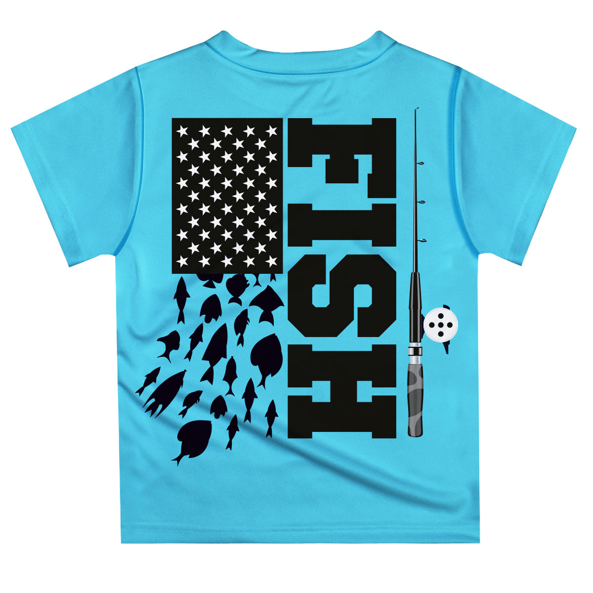 Fish Turquoise Short Sleeve Tee Shirt With Pocket