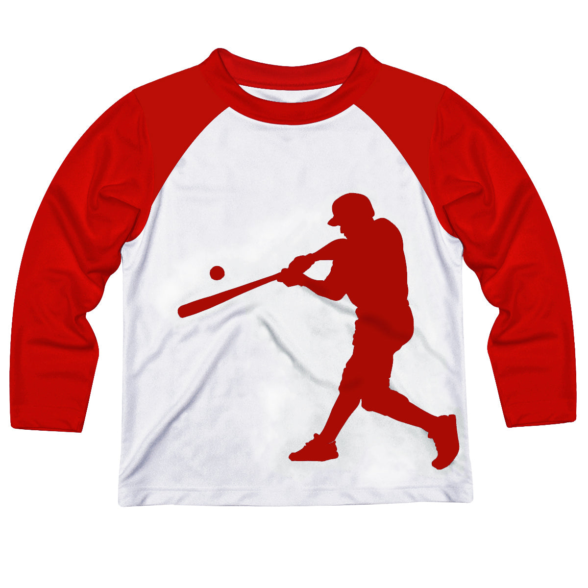Baseball Player Personalized Name White and Red Raglan Long Sleeve Tee Shirt - Wimziy&Co.