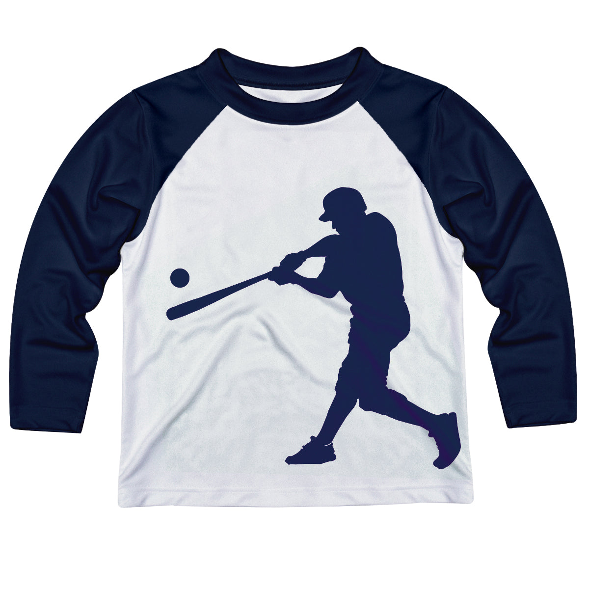 Baseball Player Personalized Name White and Navy Raglan Long Sleeve Tee Shirt - Wimziy&Co.