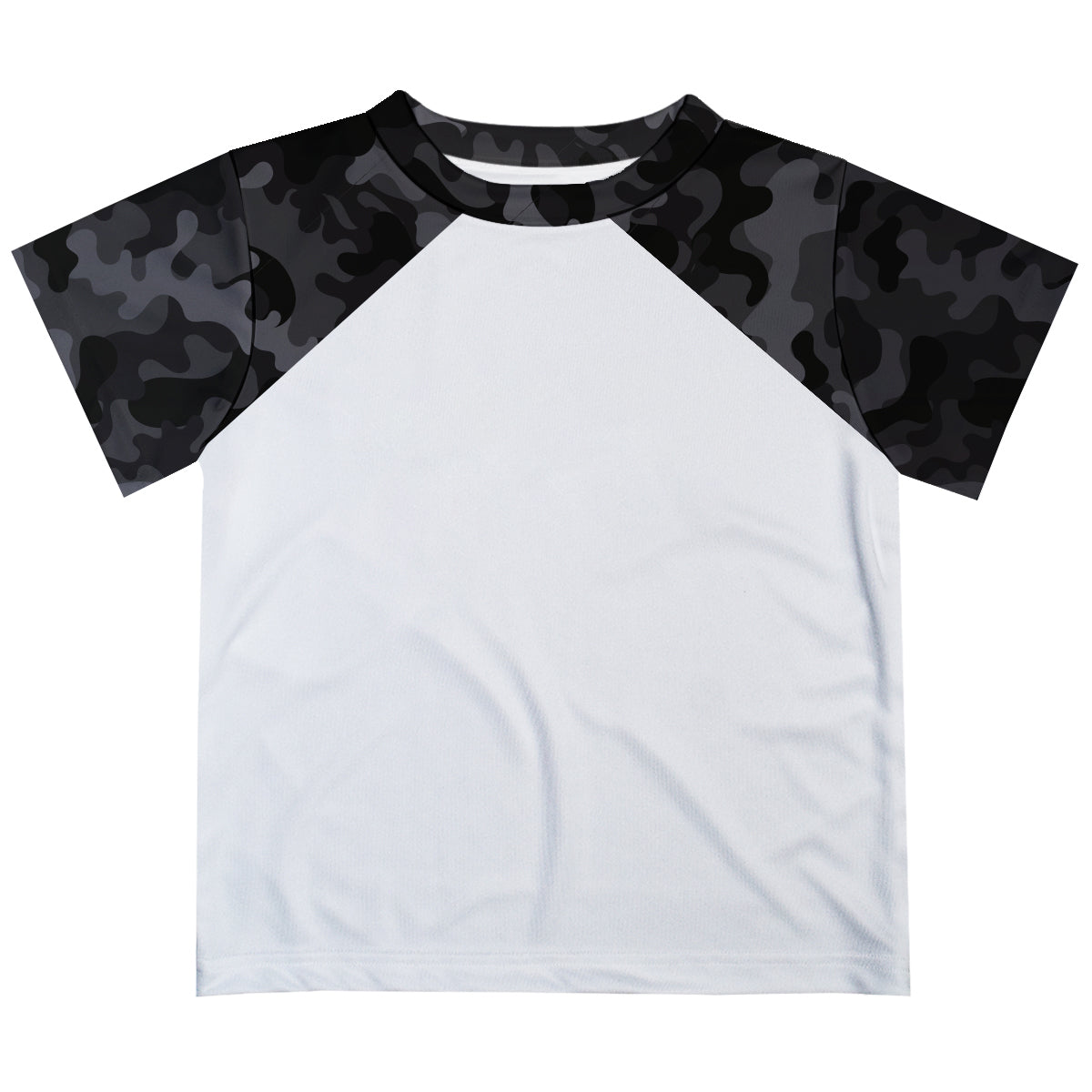 Camo Black Personalized Name White Raglan Short Sleeve Tee Shirt - Wimziy&Co.