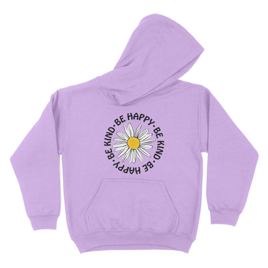 Be Happy Be Kind Purple Fleece Long Sleeve Hoodie