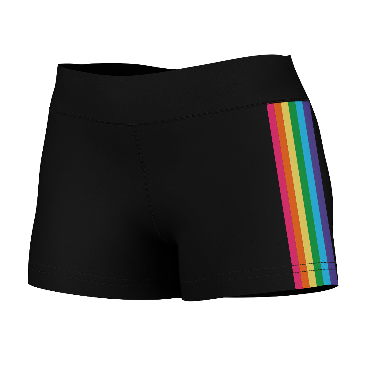 Rainbow Colors Stripes Black Shorties