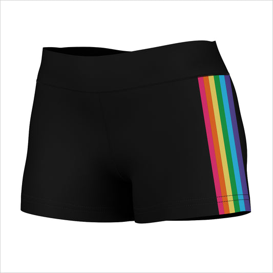 Rainbow Colors Stripes Black Shorties
