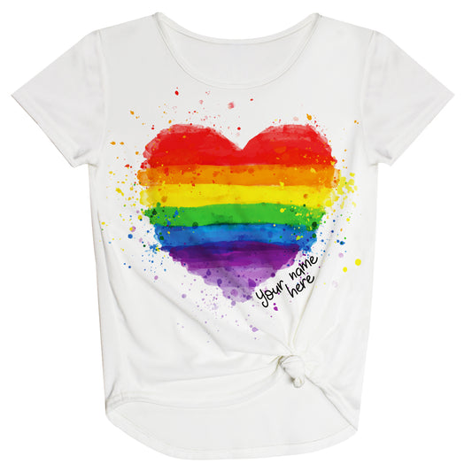 Heart Personalized Your Name White Knot Top