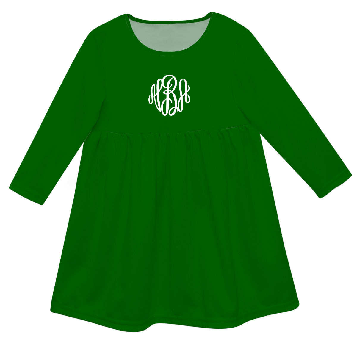 Girls green and white dress with monogram - Wimziy&Co.