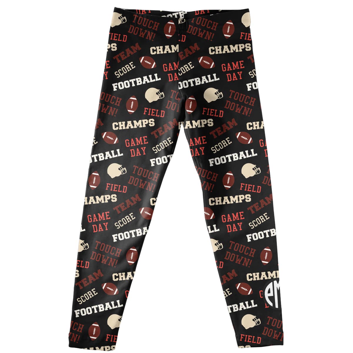 Girls black football leggings with monogram - Wimziy&Co.