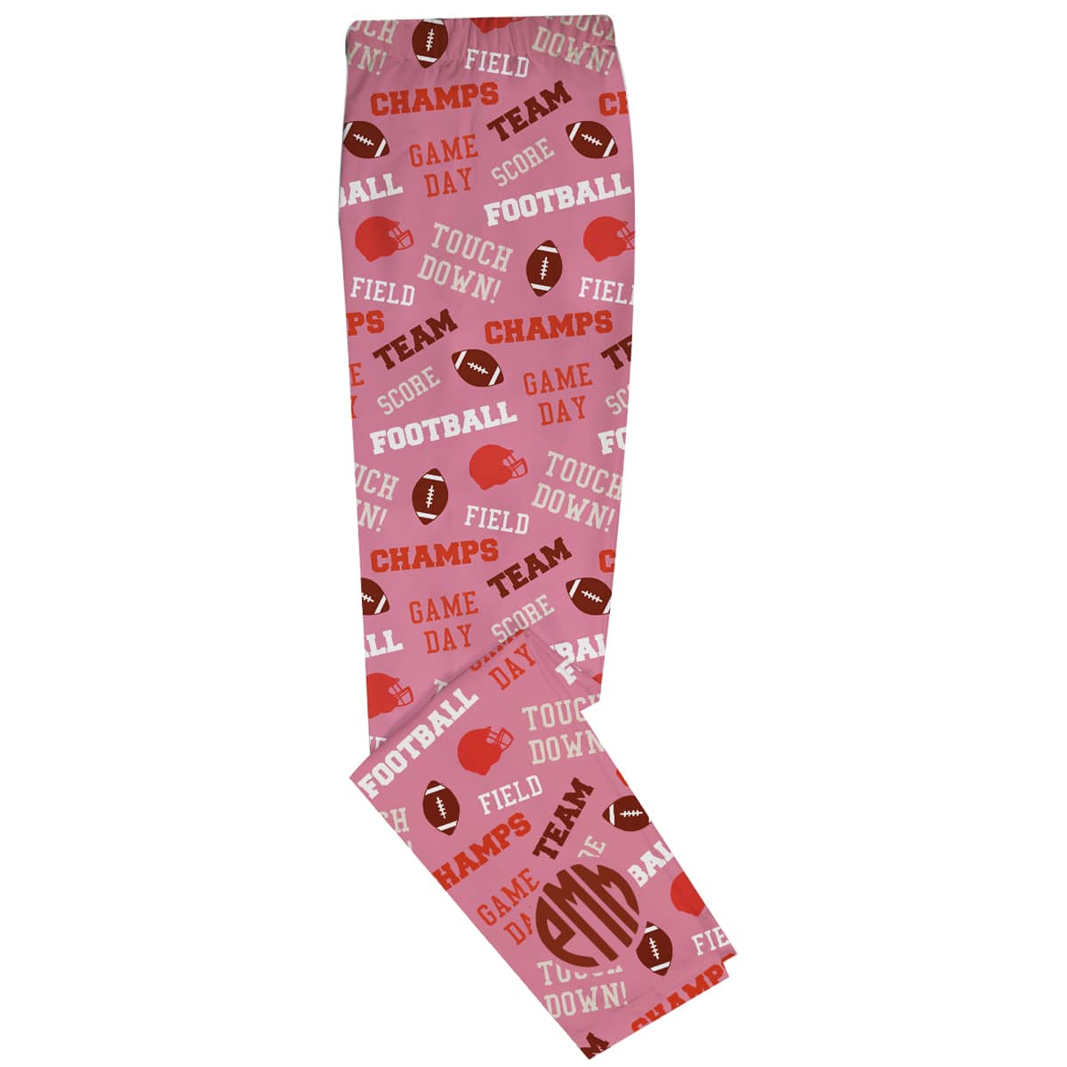 Girls pink football leggings with monogram - Wimziy&Co.