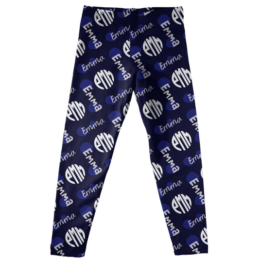 Girls blue and gray eggings with name and monogram - Wimziy&Co.