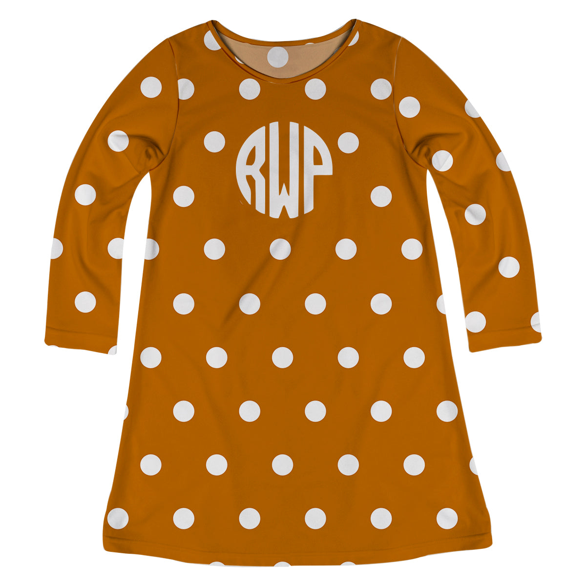 Girls brown and white polka dots dress with monogram - Wimziy&Co.