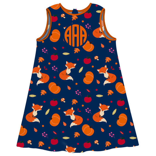 Girls blue flamingo dress with monogram - Wimziy&Co.