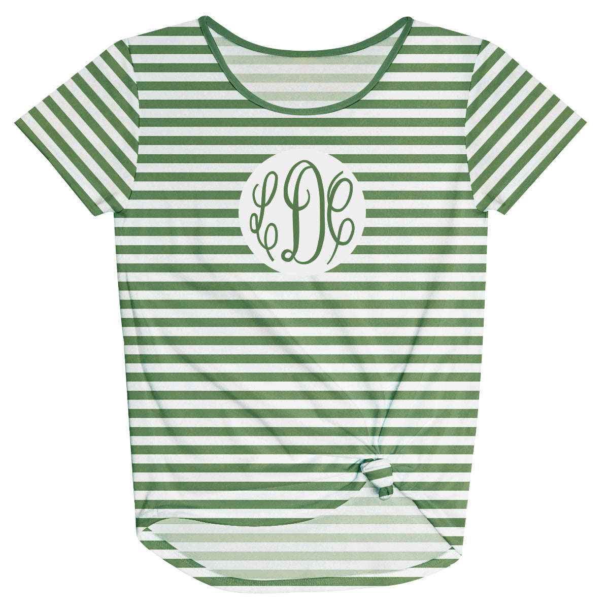Girls green and white striped blouse with monogram - Wimziy&Co.