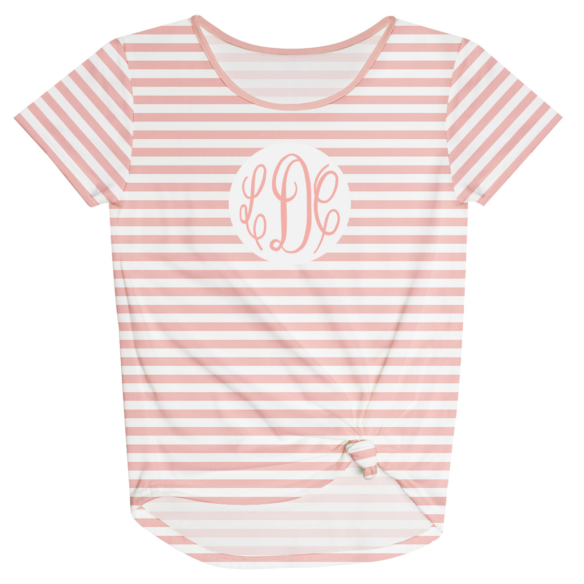 Girls white and peach striped blouse with monogram - Wimziy&Co.
