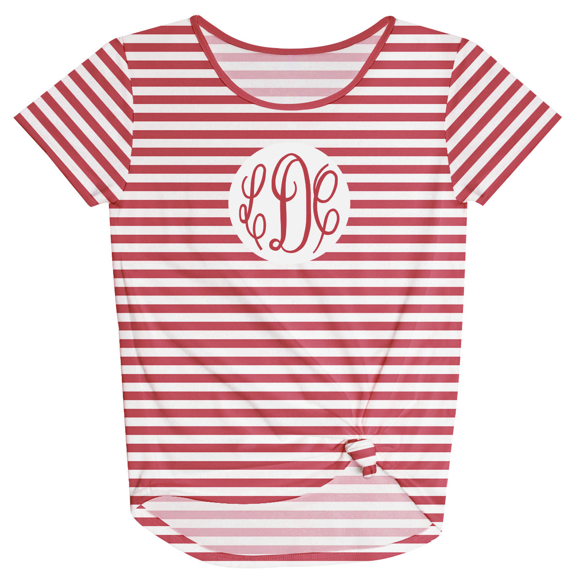 Girls red and white striped blouse with monogram - Wimziy&Co.