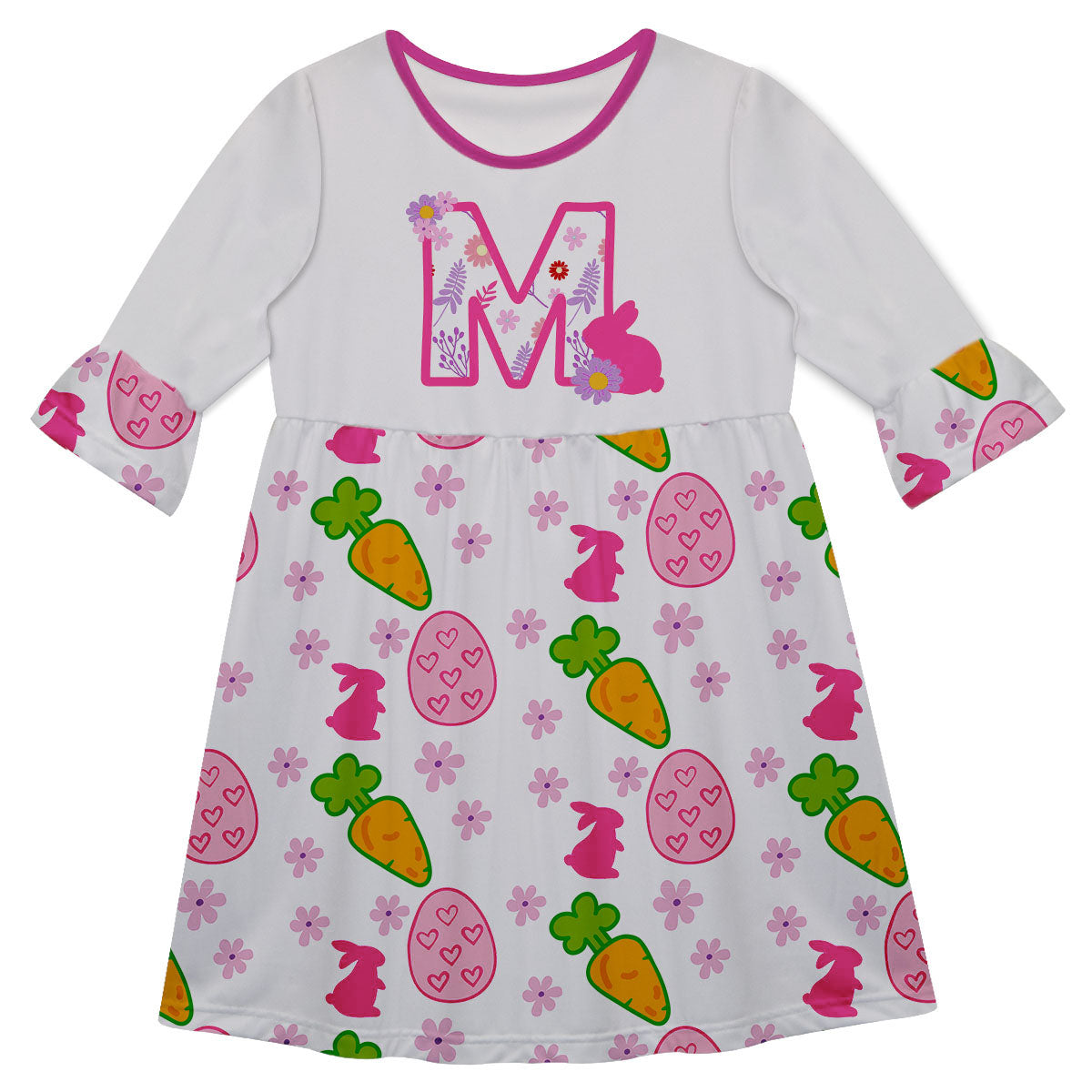 Bunny Eggs White and Green Amy Dres Three Quarter Sleeve - Wimziy&Co.