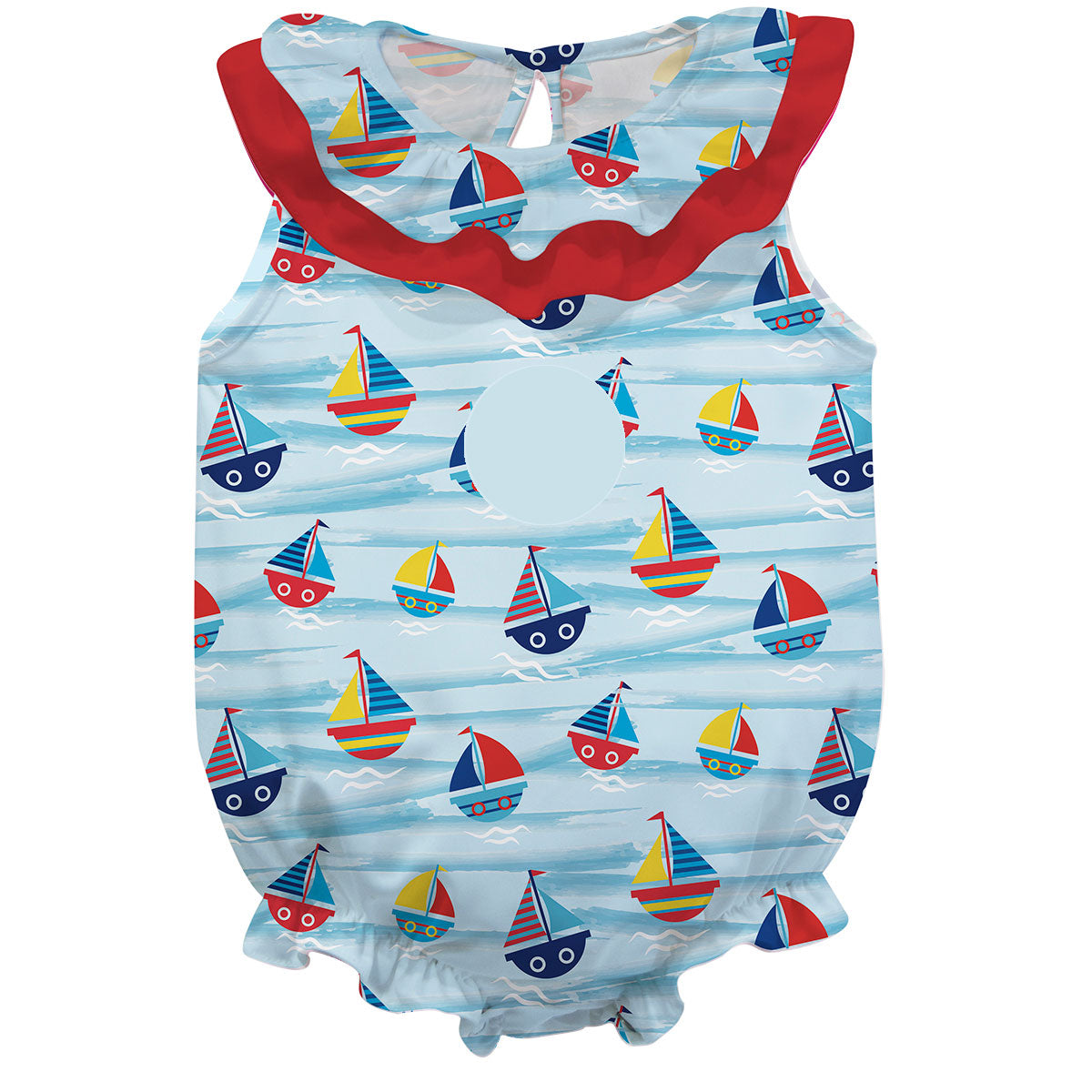 Sailboat Lt Blue Sleeveless Girls Onesie - Wimziy&Co.