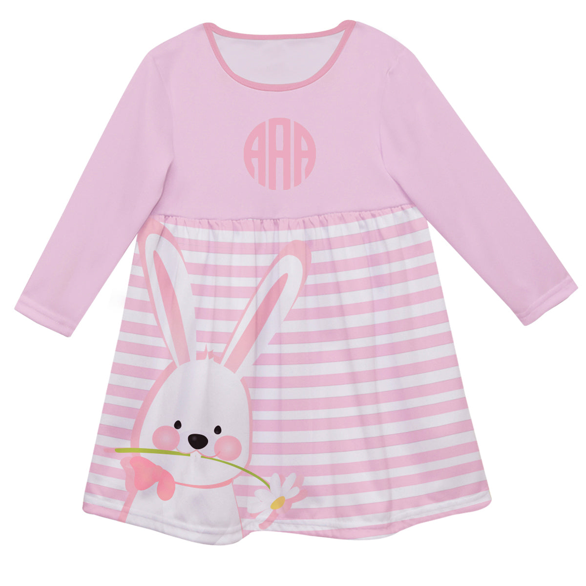 Bunny Monogram Pink Long Sleeve Epic Dress - Wimziy&Co.