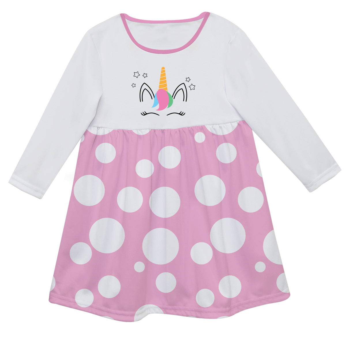 Unicorn Pink And White Long Sleeve Epic Dress - Wimziy&Co.