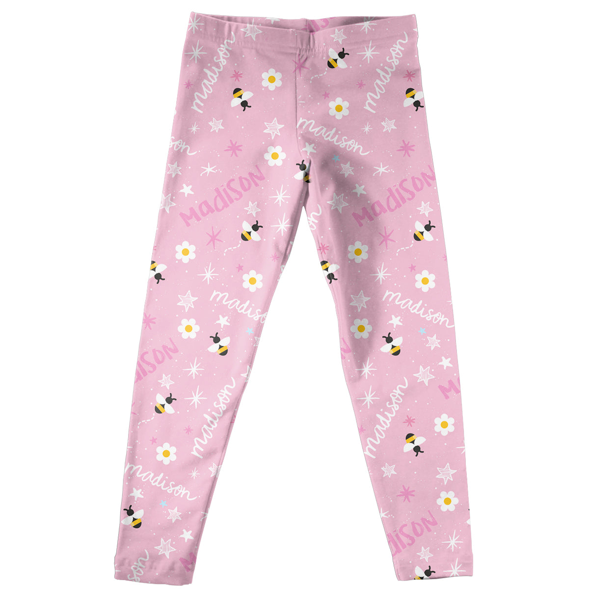 Bees Name Print Pink Leggings - Wimziy&Co.