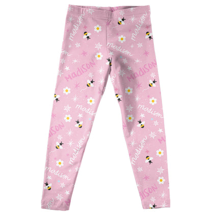 Bees Name Print Pink Leggings - Wimziy&Co.