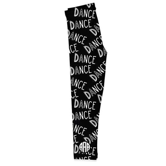 Daisies Print Monogram Black Leggings - Wimziy&Co.