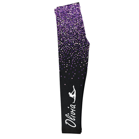 Dance Name Black And Purple Leggings - Wimziy&Co.