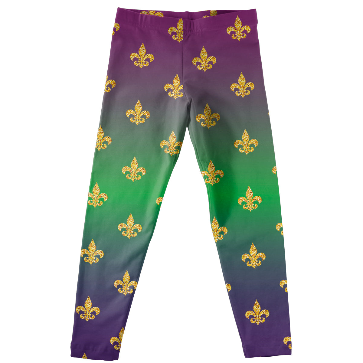Fleur De Lis Purple And Green Degrade Leggings - Wimziy&Co.