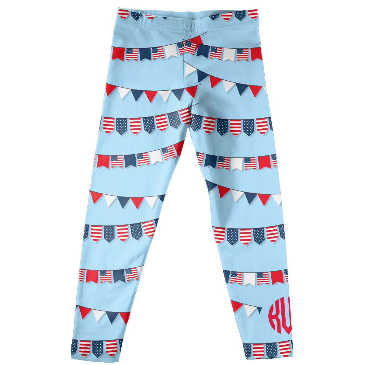 Flags and Monogram Light Blue Leggings - Wimziy&Co.