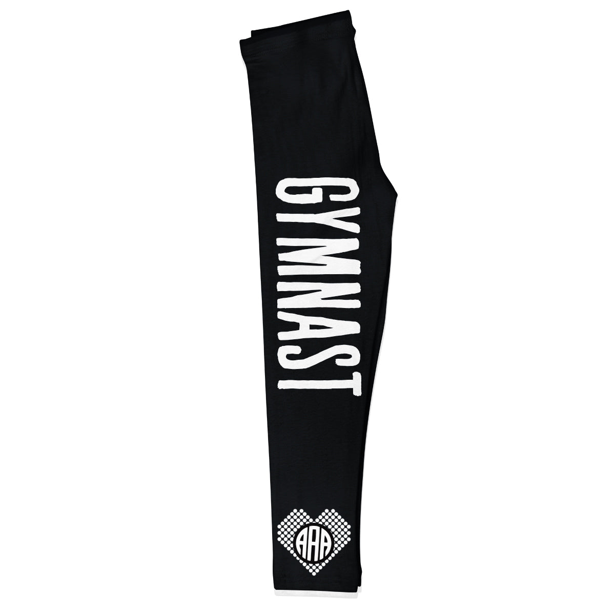 Gymnast Heart Monogram Black and White Leggings - Wimziy&Co.