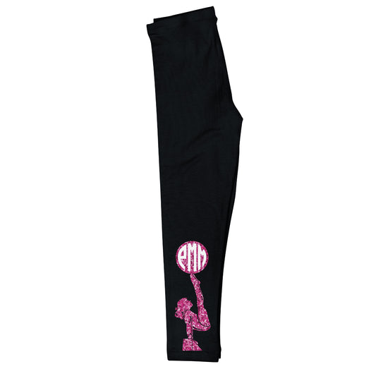Balck and purple glitter girls leggings with monogram - Wimziy&Co.