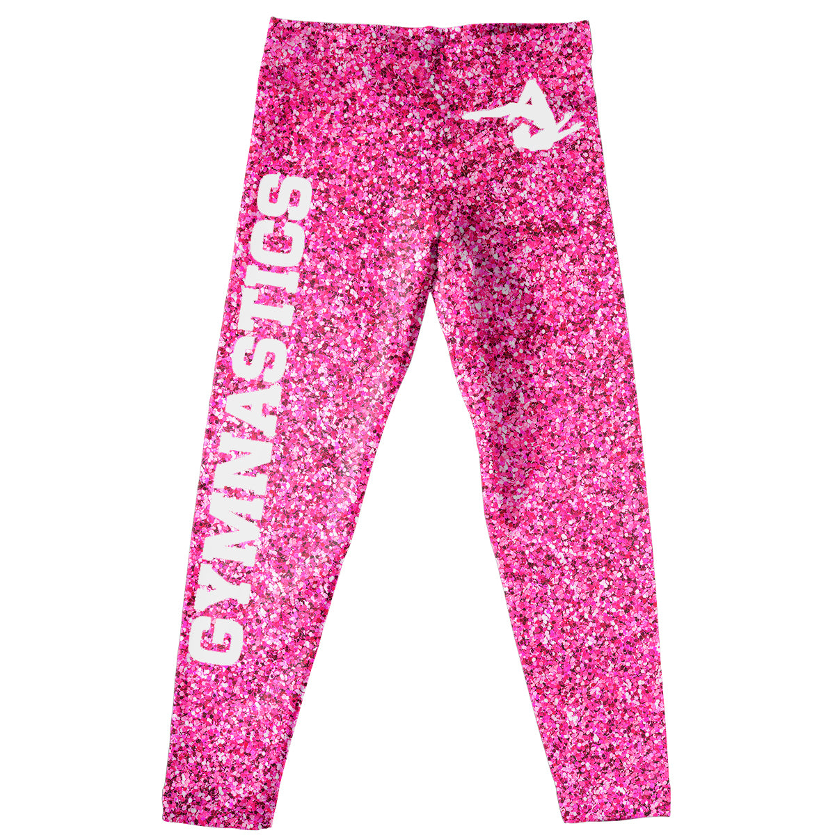 Hot pink glitter and white gymnastics girls leggings - Wimziy&Co.