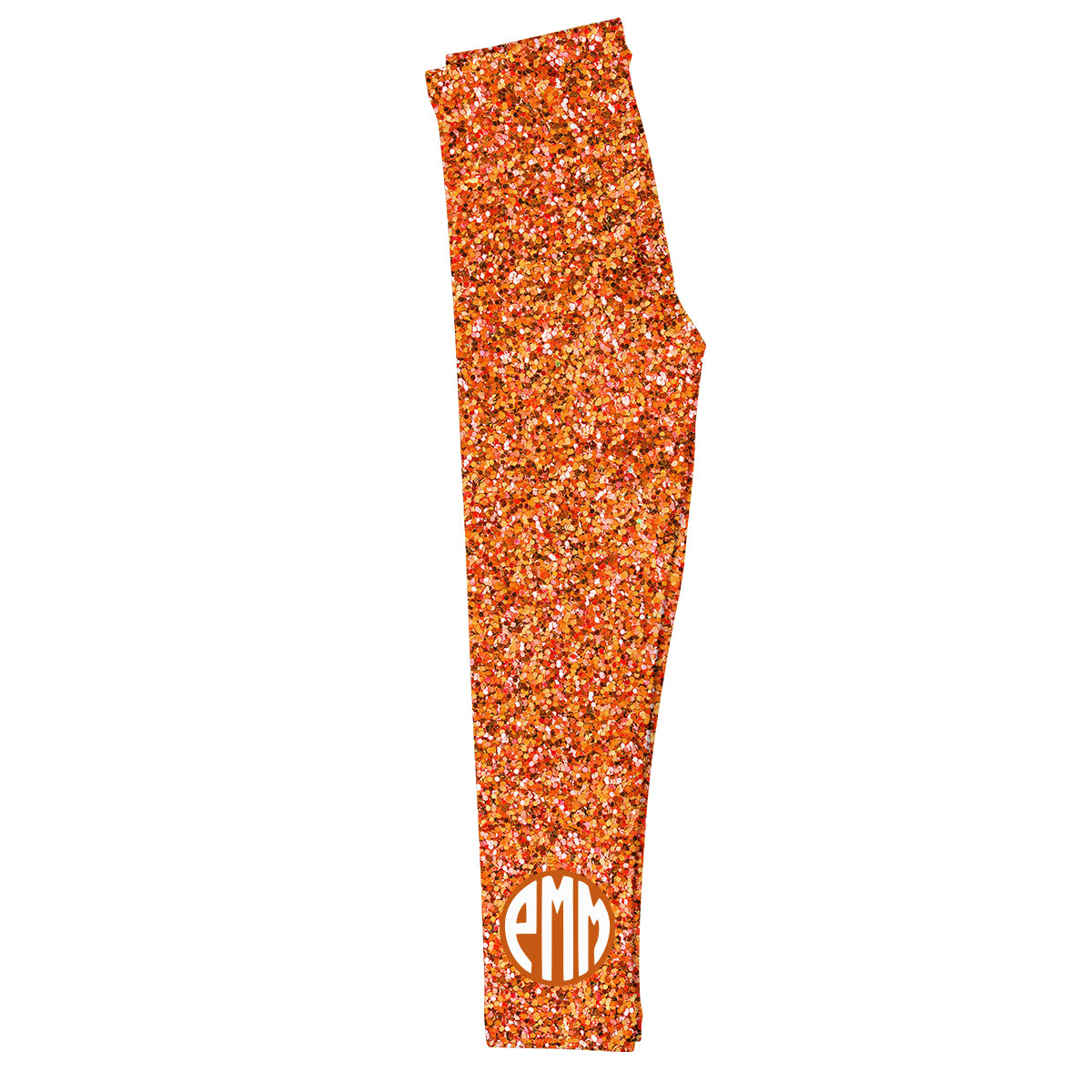 Orange glitter girls leggings with monogram - Wimziy&Co.